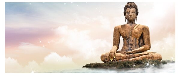 Obraz - Budha dozerajúci na zemi (120x50 cm)