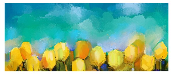 Obraz žltých tulipánov (120x50 cm)
