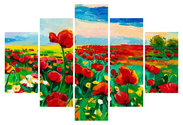 Obraz poľa s vlčími makmi (150x105 cm)