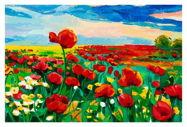 Obraz poľa s vlčími makmi (90x60 cm)