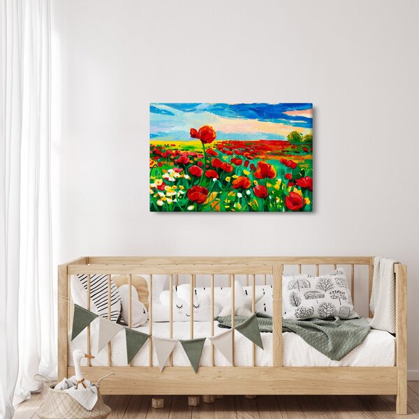 Obraz poľa s vlčími makmi (90x60 cm)