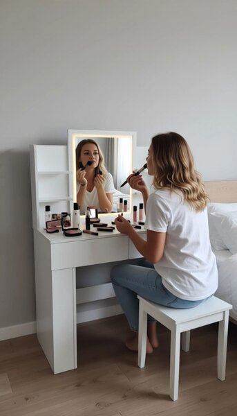LADY toaletný stolík s LED osvetlením, biely