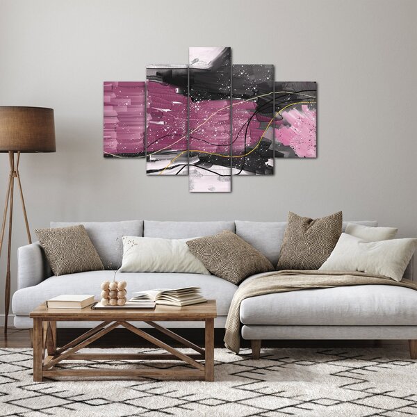 Obraz - Ružovo-čierna abstrakcia (150x105 cm)