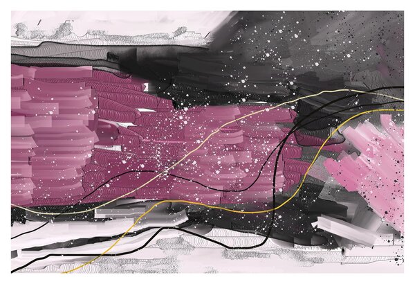 Obraz - Ružovo-čierna abstrakcia (90x60 cm)