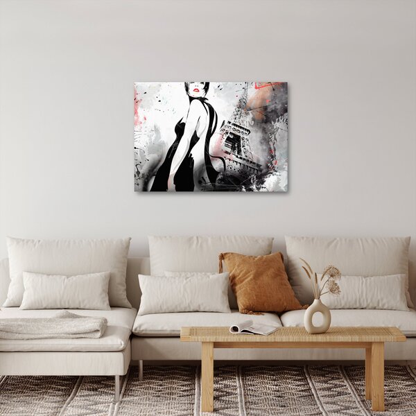 Obraz - Lady a Eiffelova veža (70x50 cm)