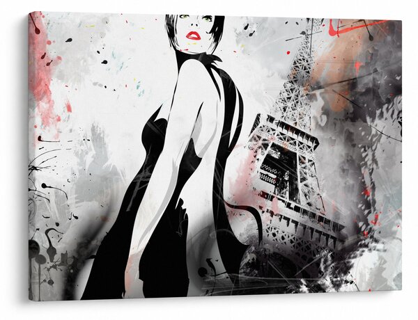Obraz - Lady a Eiffelova veža (70x50 cm)