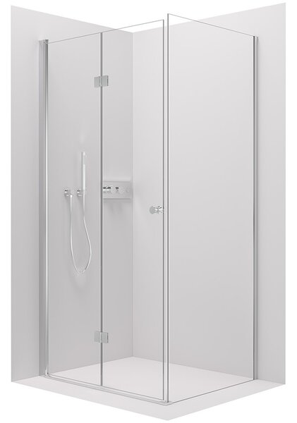 CERANO - Sprchovací kút Volpe L/P - chróm, transparentné sklo - 100x100 cm - skladacia