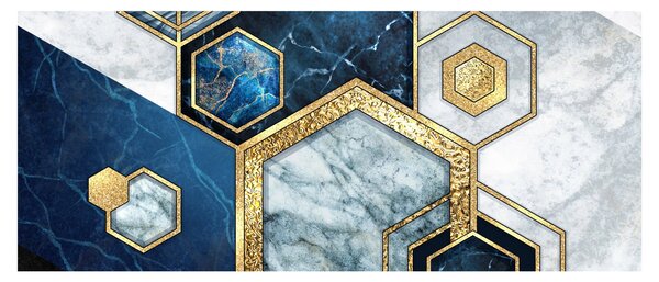 Obraz - Mramorové hexagóny (120x50 cm)