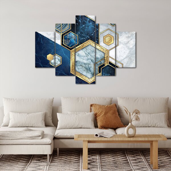 Obraz - Mramorové hexagóny (150x105 cm)