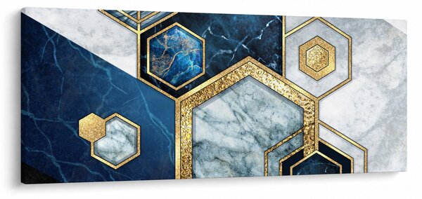 Obraz - Mramorové hexagóny (120x50 cm)