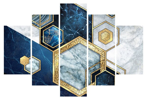 Obraz - Mramorové hexagóny (150x105 cm)
