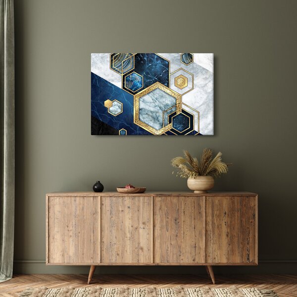 Obraz - Mramorové hexagóny (90x60 cm)