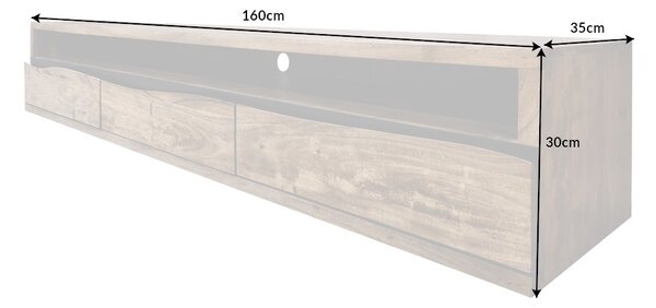 Dizajnový závesný TV stolík Massive Honey 160 cm akácia -