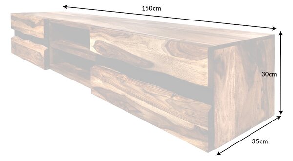 Dizajnový závesný TV stolík Argentinas 160 cm Sheesham