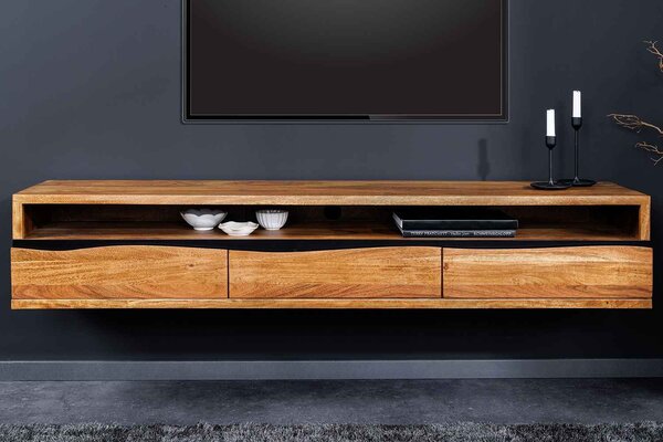 Dizajnový závesný TV stolík Massive Honey 160 cm akácia -