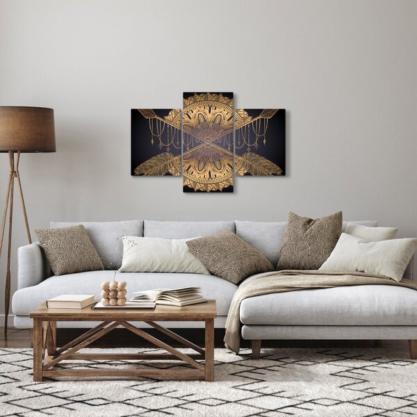 Obraz - Zlatá mandala s šípmi (90x60 cm)