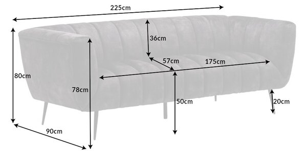 Dizajnová sedačka Nikolai 225 cm sivý zamat