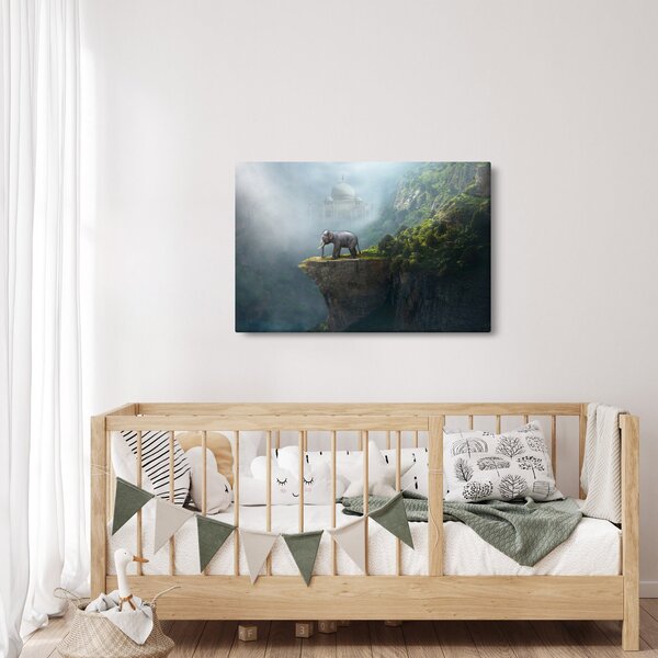 Obraz - Sloník na vrchole Taj Mahal (90x60 cm)