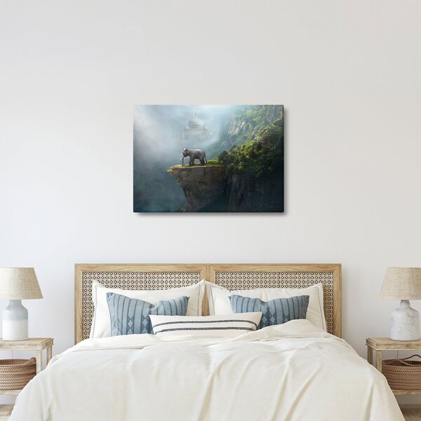 Obraz - Sloník na vrchole Taj Mahal (70x50 cm)