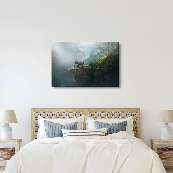 Obraz - Sloník na vrchole Taj Mahal (90x60 cm)