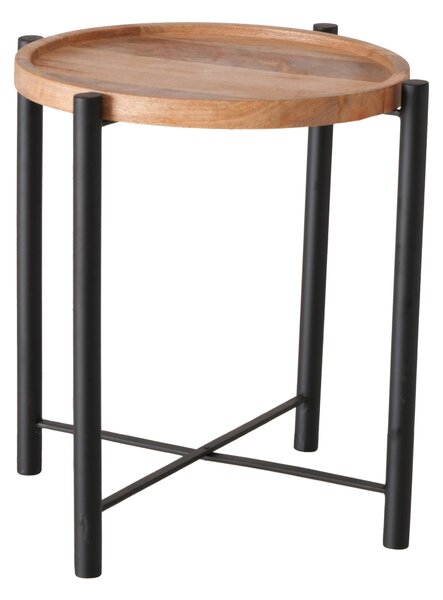 KONFERENČNÝ STOLÍK, prírodná farba, čierna, drevo, kov, 49/49/55 cm - Stolíky do obývačky