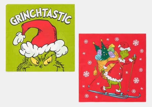 Sinsay - Bavlnené obliečky na vankúš s vianočným motívom 2 kusyk Grinch - viacfarebná