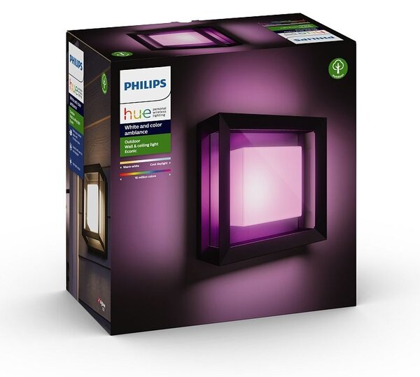 Philips HUE 17438/30/P7 Econic exteriérové nástenné svietidlo 26x26cm 15W=1150lm LED IP44 2200-6500K RGB