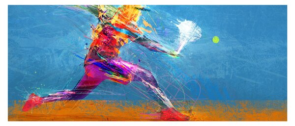 Obraz - Maľovaný tenista (120x50 cm)