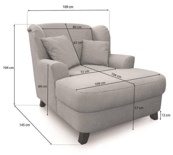 XXL KRESLO, textil, sivá Sit & More - Online Only obývacie izby, Online Only