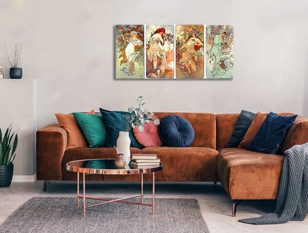 Obraz na plátne ŠTYRI ROČNÉ OBDOBIA – Alfons Mucha - 150x70 cm