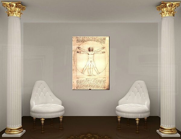 Obraz na plátne VITRUVIÁNSKY MUŽ– Leonardo Da Vinci - 100x70 cm