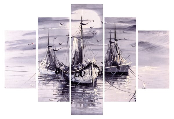 Obraz - Prístav, olejomaľba (150x105 cm)