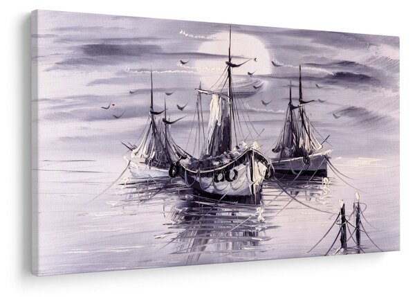 Obraz - Prístav, olejomaľba (90x60 cm)
