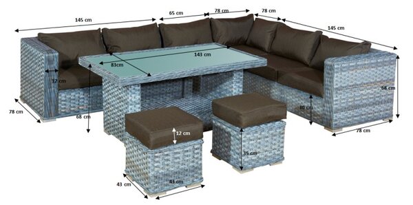 Bello Giardino ratanový set Maestoso sivý