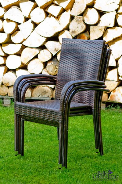 Bello Giardino ratanový jedálenský set Avvicente hnedý