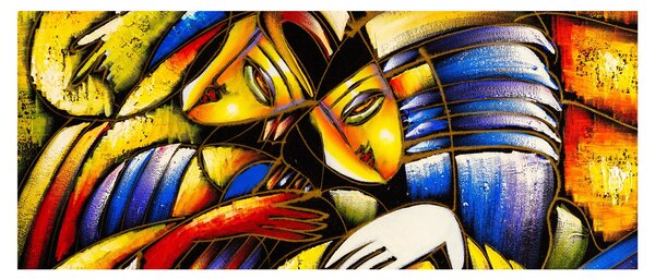 Obraz - Olejomaľba, milenci (120x50 cm)