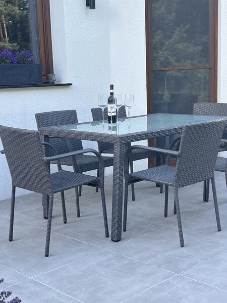 Bello Giardino ratanový jedálenský set Avvicente sivý