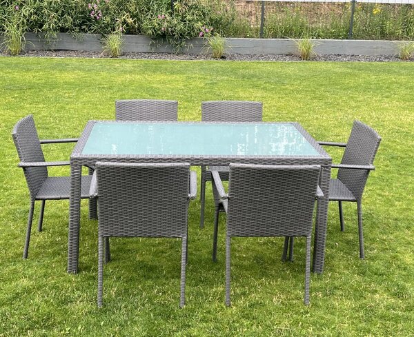 Bello Giardino ratanový jedálenský set Avvicente sivý