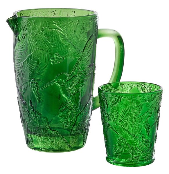 Zelený sklenený džbán s vrúbkami Saint-Émilion - 12*20 cm / 1000 ml - J-Line by Jolipa