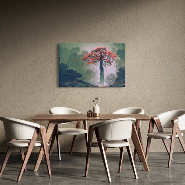 Obraz osamoteného červeného stromu (90x60 cm)