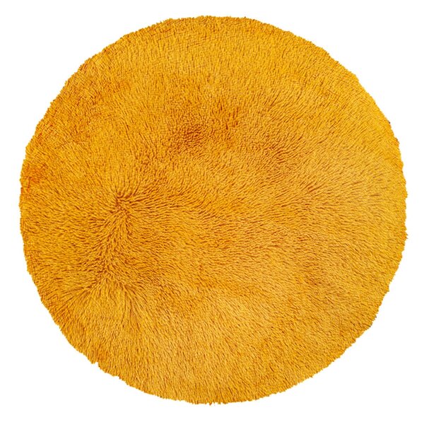 Plyšový okrúhly koberec SOFT 90 cm - žltý