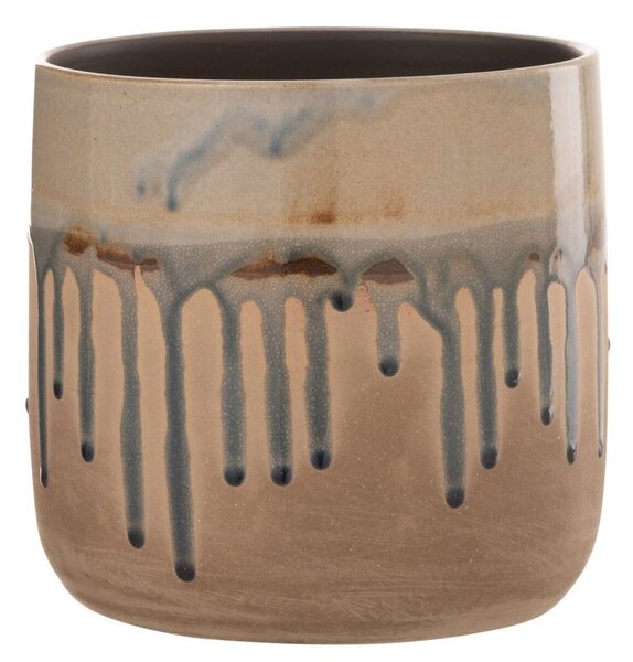 Béžový keramický obal na kvetináč so stekajúcou glazúrou Droplet - Ø 18*18 cm - J-Line by Jolipa
