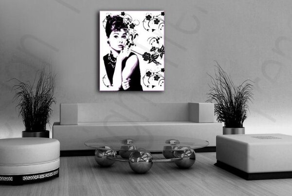 Ručne maľovaný POP Art obraz Audrey Hepburn - 60x80 cm