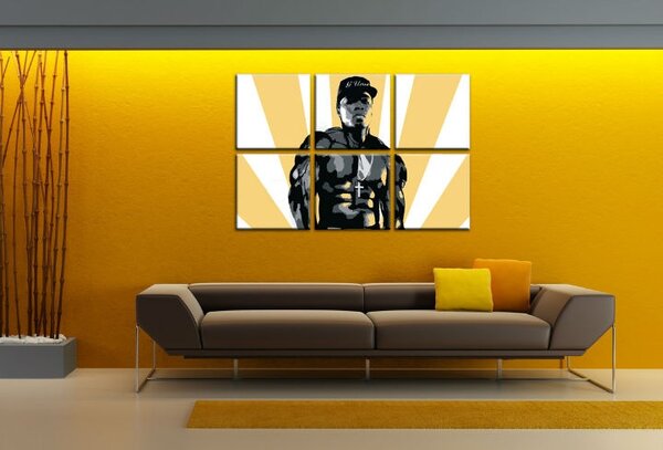 Ručne maľovaný POP Art obraz 50 cent 6 dielny 50cent