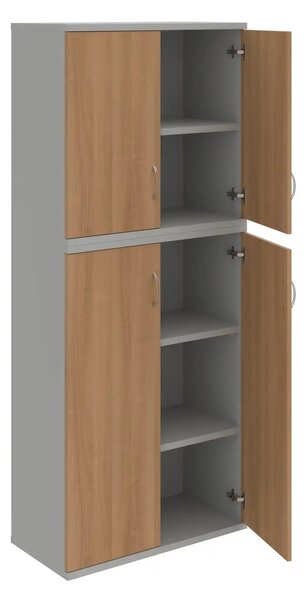 Office Pro skriňa S 5 80 06 sivá/agát 800x400x1920 mm