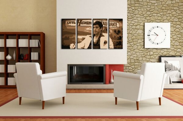 Ručne maľovaný POP Art obraz HAVANA - AL PACINO 4 dielny al17