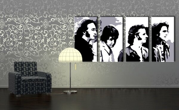 Ručne maľovaný POP Art obraz Beatles 4 dielny bea5