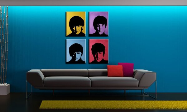 Ručne maľovaný POP Art obraz BEATLES 4 dielny bea6