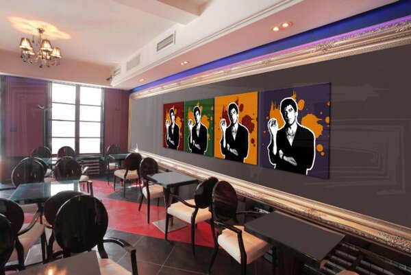 Ručne maľovaný POP Art obraz Scarface - AL PACINO 4 dielny al37