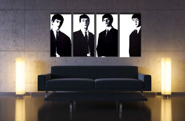 Ručne maľovaný POP Art obraz Beatles 4 dielny bea3